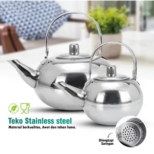 TEKO AIR ALADIN STAINLESS STEEL - TEKO TEAPOT BULAT DENGAN SARINGAN TEH - TEKO SAJI KOPI SERBAGUNA -ZS