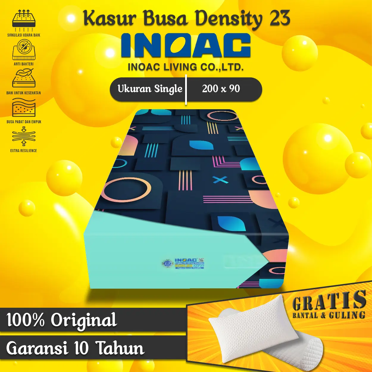 Kasur Busa Single INOAC EON Density 23 ukuran 200x90 cm Garansi 10 Tahun