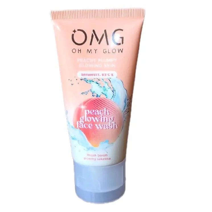 Peach glowing face wash OMG oh my glow Facial Wajah Extract Kotoran Mencerahkan Membersihkan Muka