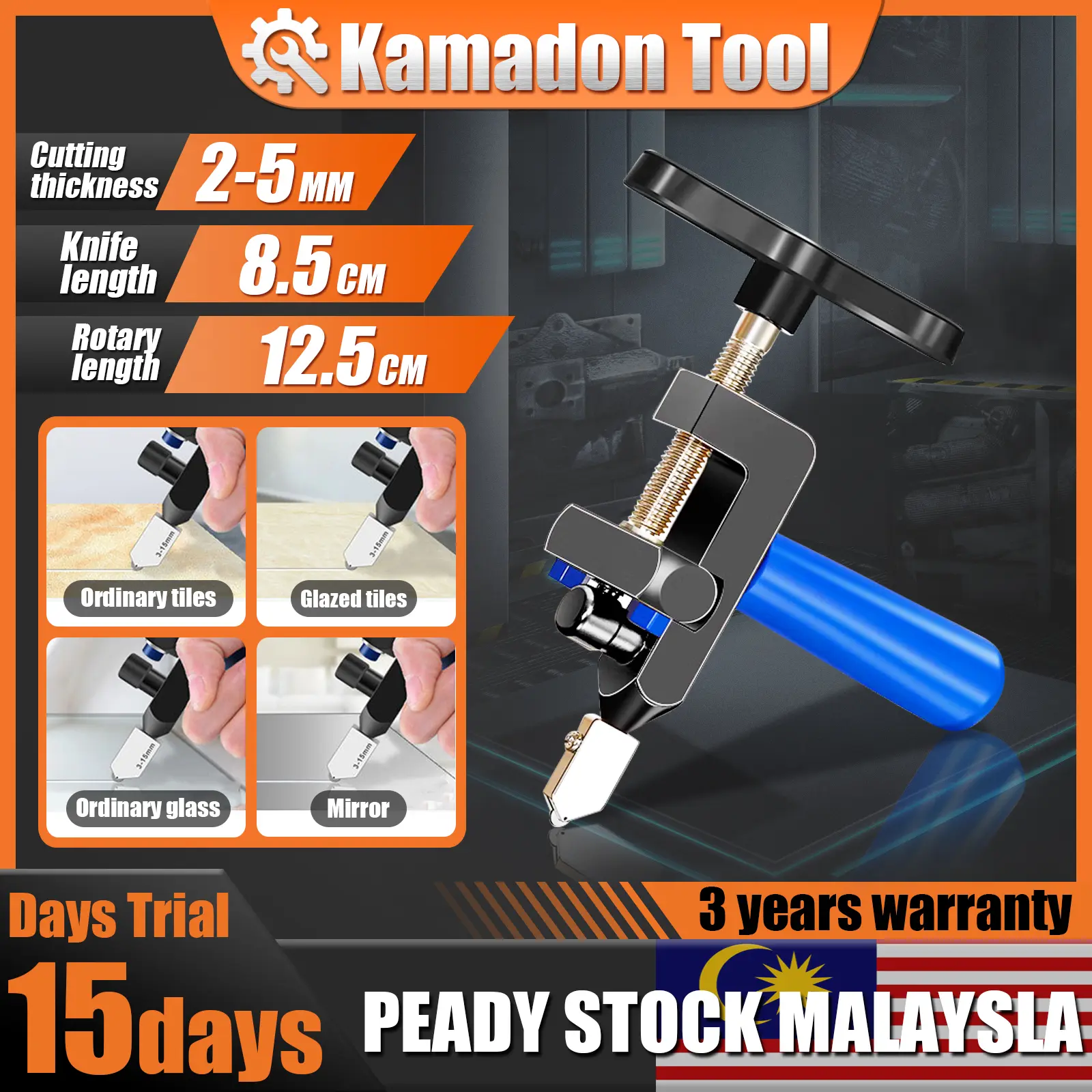 2 dalam 1 Manual Kaca Seramik Pemotong Pembuka dengan Roda Pisau Alat Pemotong Roller Berlian