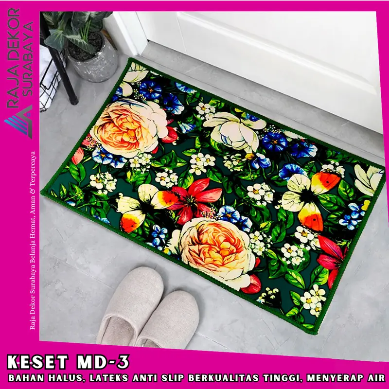 RajaDekor - Keset Polyester Ukuran 40 x 60 cm Keset Kaki Anti Slip Berbagai Motif Bisa COD Lantai Dekorasi 3