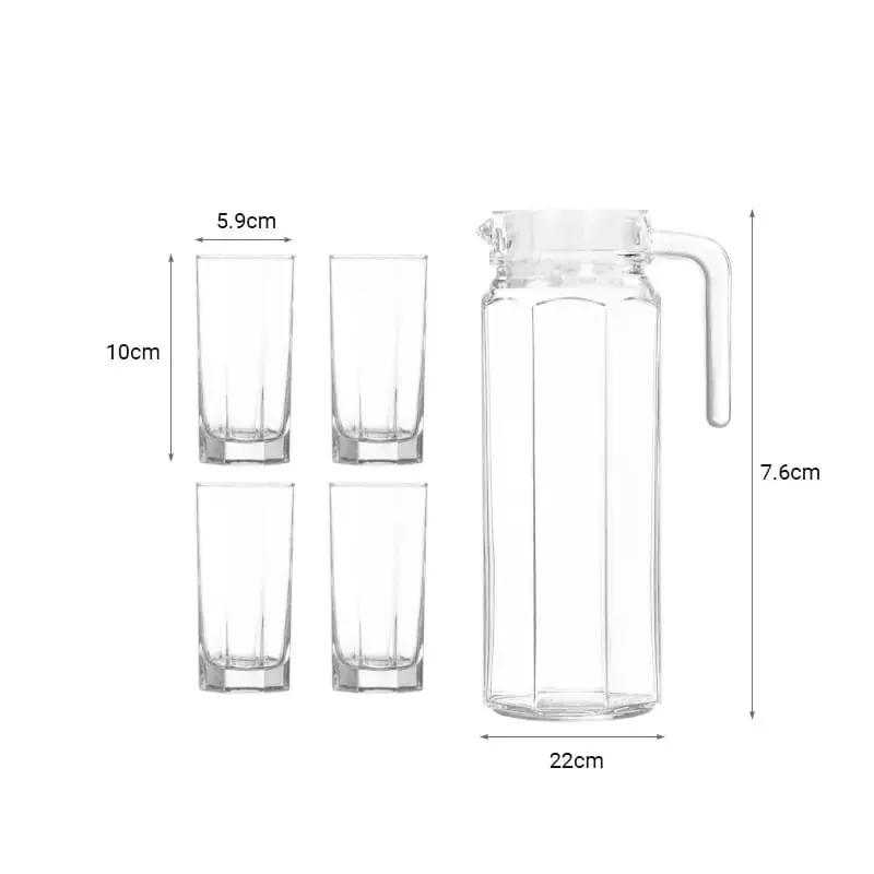 Set Teko Kaca Motif Emas Teko 5 In 1 Kaca untuk Teh - Tea 4