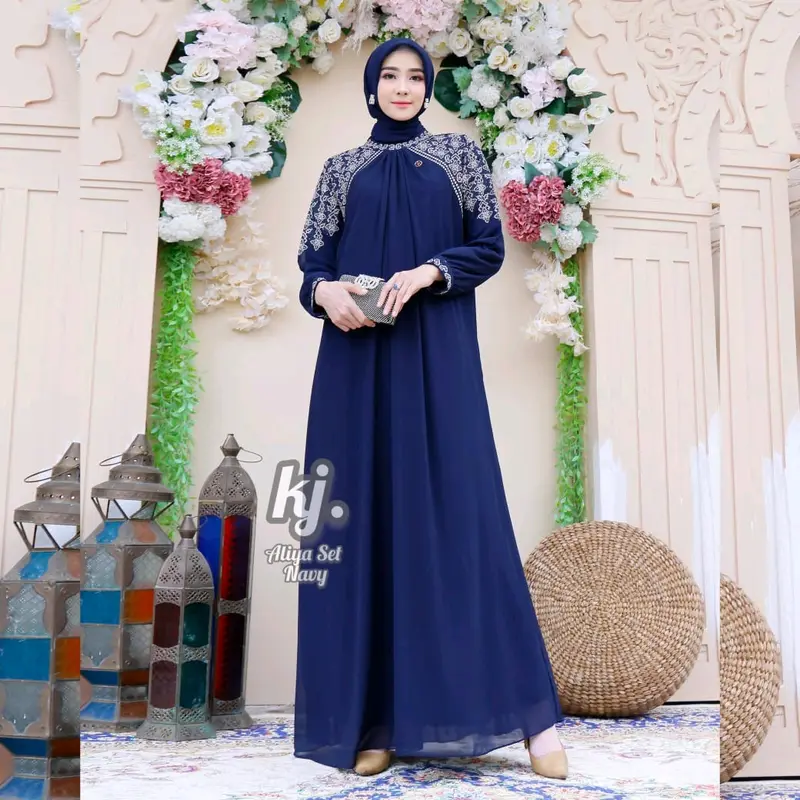 Gamis Pesta Raina Set Ori Khadijah Mode Gamis Cantik Gamis 1