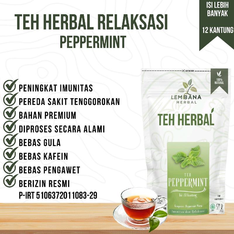 TEH HERBAL LEMBANA PEPPERMINT RELAKSASI IMUNITAS RADANG TENGGOROKAN ANTI STRESS 0