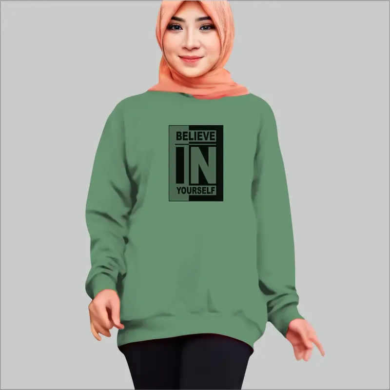 Kaos Wanita Lengan Panjang Motif BelieveIN atasan Sweatshirt #Fyp 6