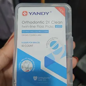 YANDY Tongkat Flos Penjagaan Pelbagai Fungsi Antibakteria Ortodontik 50pcs/Kotak Benang Pergigian Anti Putus & Kemasan Praktis Cegah Bau Mulut - Gusi