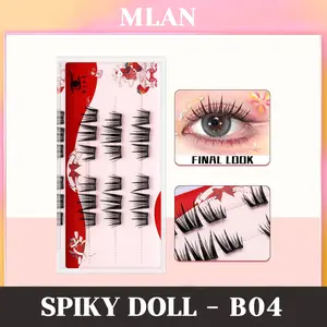MLAN B04 Spiky / Doll Eye Lash Tanpa Lem Bulumata Palsu Serat Kapas Hitam Pekat C Curl 9–12mm [Dua Variasi Tersedia]