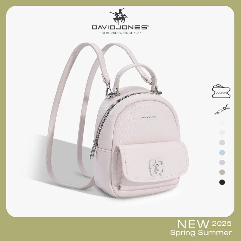 Ba lô thời trang thiết kế, David Jones Paris, Bộ sưu tập mới cho mùa xuân / mùa hè 2025, Túi đeo vai tua rua, dành cho phụ nữ, Làm bằng da PU, mềm mại và dẻo dai, Nữ, CM7471 0