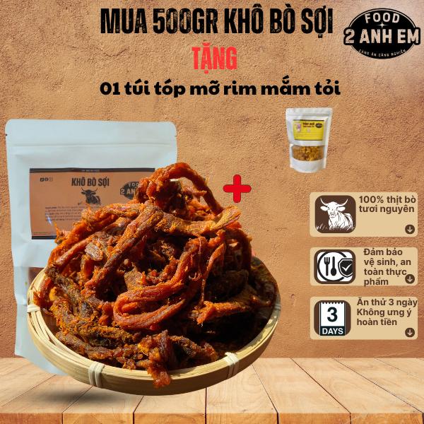 (Mua 500g tặng quà) Bò khô sợi - gói 250g hoặc 500g - Vị cay nhẹ - Phù hợp mọi lứa tuổi-Đồ ăn vặt-Food, Snack