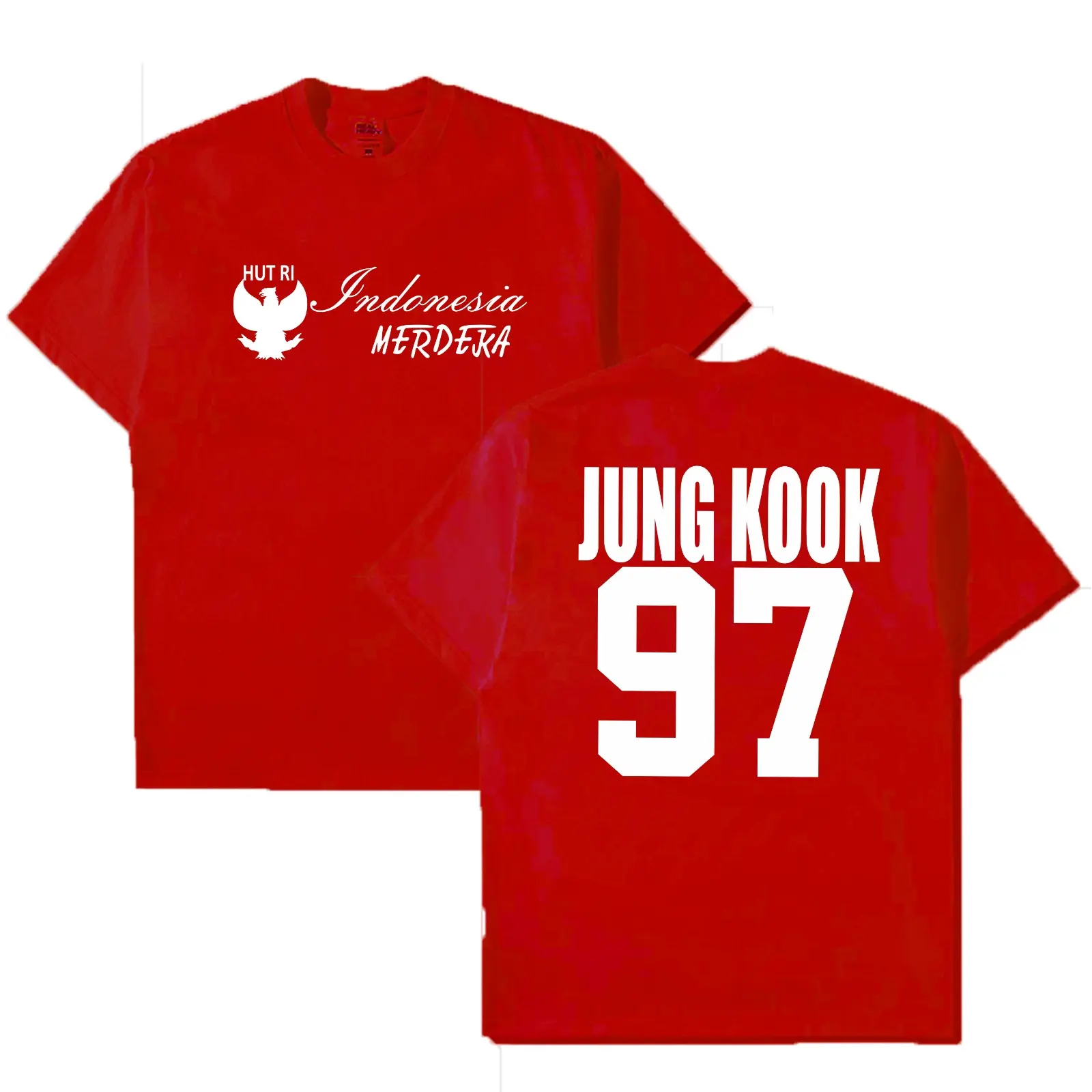 Kaos HUT RI Indonesia Merdeka Versi Bangtan Nama Member dan Nomor