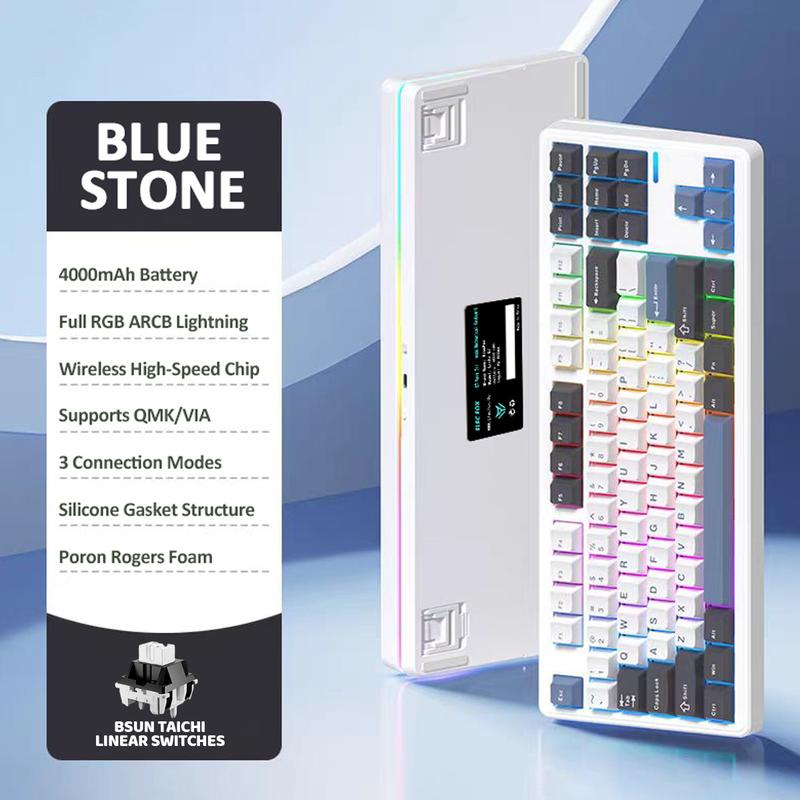 ELECFOX dịch vụ hậu mãi bàn phím được tùy chỉnh 87 phím 75 phím CNC vật liệu kết nối 3 chế độ bluetooth không dây RGB standard MAC Windows game