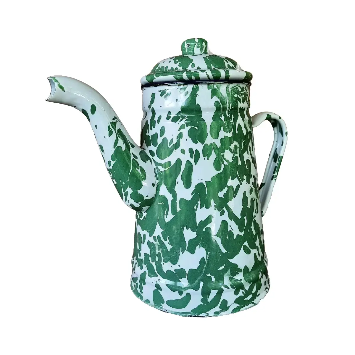 Teko Tinggi enamel blirik besar seng blek eskan lurik Tea