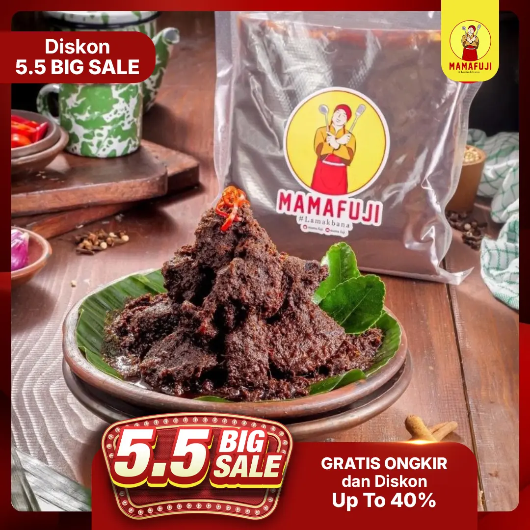 Mama Fuji - Rendang Padang Asli 700gr (Ukuran Besar 10 Potong)