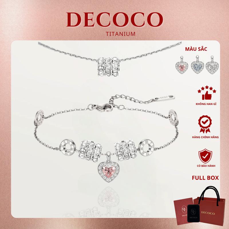 [MUA 1 TẶNG 1 VÒNG CỔ BLING RING] KHÔNG ĐEN GỈ - Vòng tay, lắc tay nữ COQUETTE De Coco charm trái tim ( kèm Túi giấy + Hộp + Thiệp )