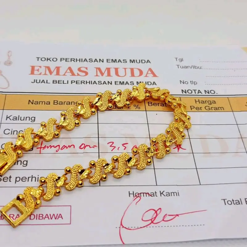 Gelang tanggan hongkong emas muda free surat toko perhiasan 4
