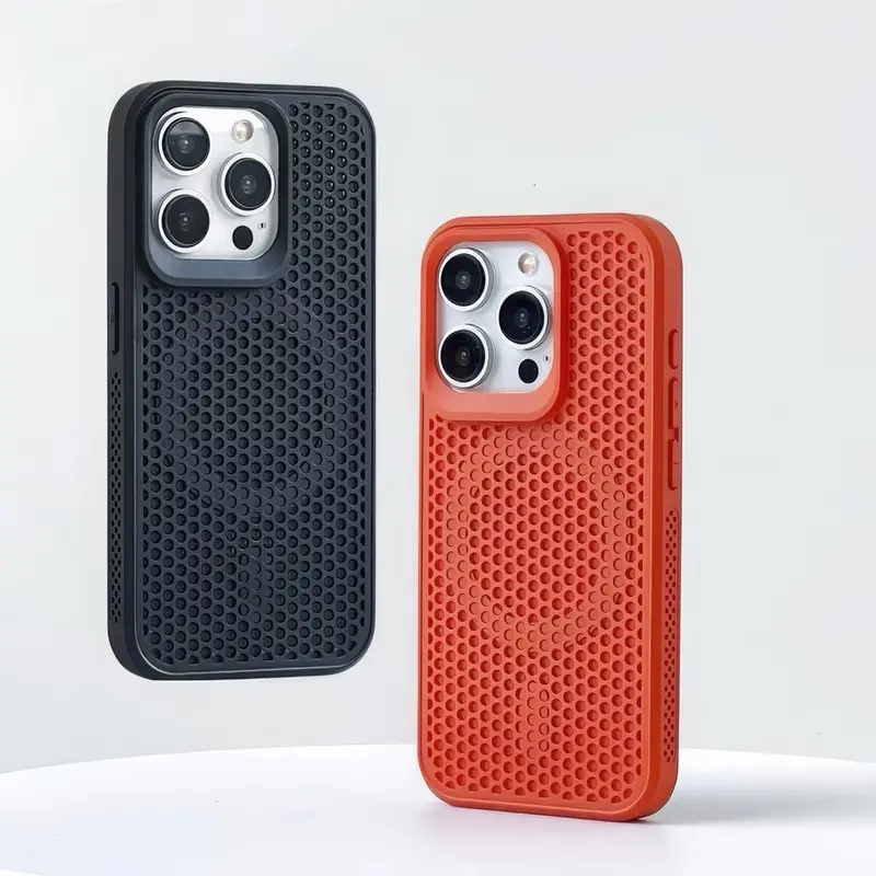 Premium Anti Heat Magsafe Case iPhone 11 12 13 14 15 pro max 14 15 plus Pendingin Mesh silikon Casing iPhone 15 14 13 12 11 pro max 14 15 plus Shockproof 1
