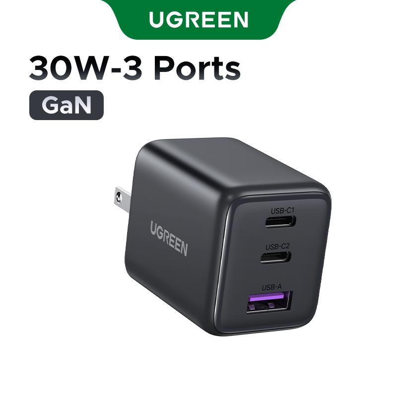 UGREEN, Bộ Chuyển Đổi Sạc Nhanh GaN 30W, 2 USB-C, 1 USB-A Nexode, Tương Thích Với iPad, iPhone 16, 15, Pro Max, Samsung S25, S24 Ultra, Model: 55537