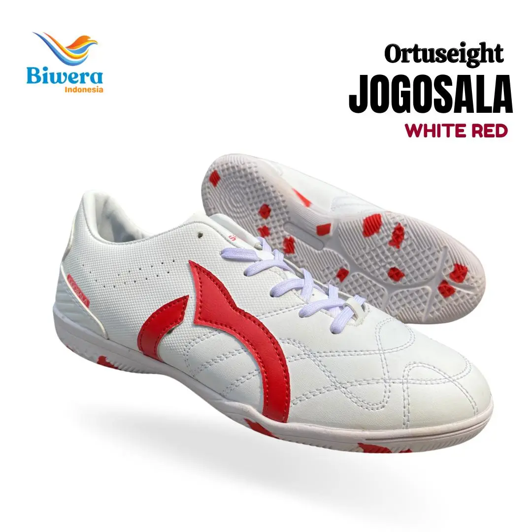 lengkap SEPATU FUTSAL ORTUSEIGHT UKURAN DEWASA WARNA WHITE RED set murah