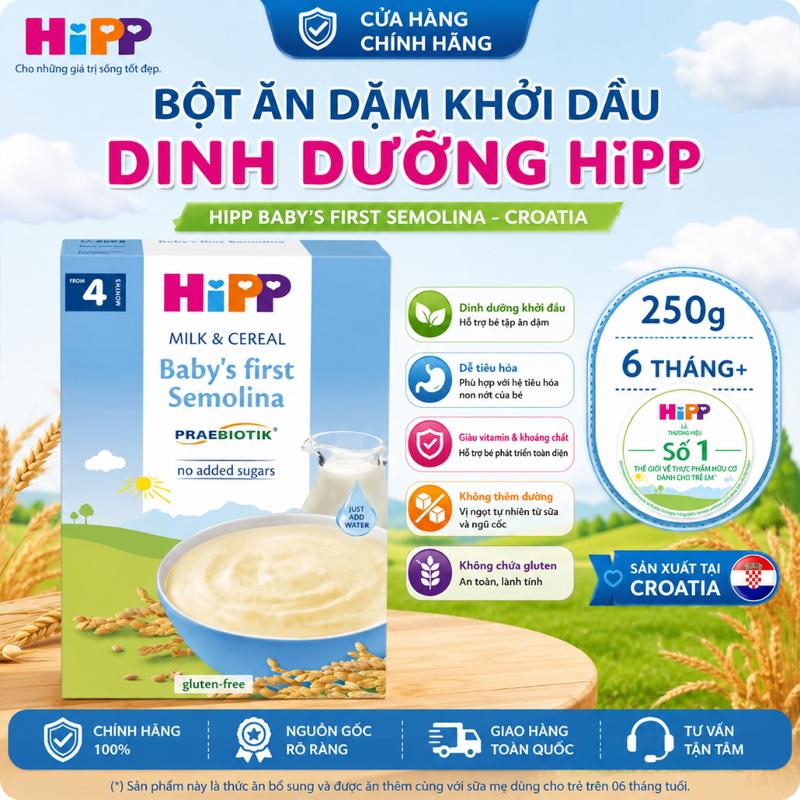 TOP Bột Ăn Dặm Khởi Đầu Dinh Dưỡng HiPP Baby's First 250G - Bột Ăn Dặm HiPP Croatia Cho Bé Từ 6 Tháng
