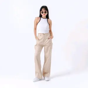 BELLA CARGO PANTS-celana cargo wanita highwaist-cargo lose pants unisex-cargo polos jumbo bahan drill Baggy Kerja Basic Panjang Cantik Tebal Nyaman Standar Kain Karet Kantor Formal Navy Katun Stretch