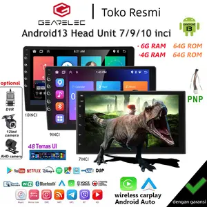 GEARELEC Head unit Android 7/9/10 inci 6+64G Carplay Android13 Dukungan WiFi/GPS/youtube/48 Tema