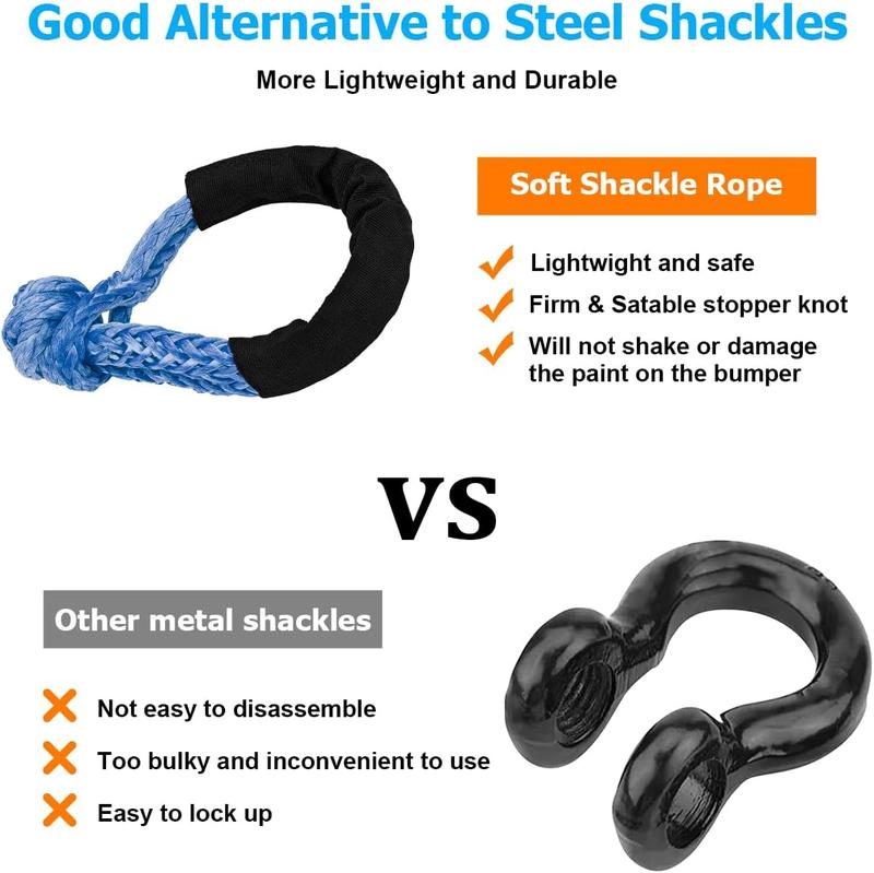 Product Introduction of Soft Shackle, 1/2" X 24" Light Weight Soft Shackle 56,000 LBS Breaking Strength with Extra Sleeves for Sailing SUV Off Road Towing ATV 4