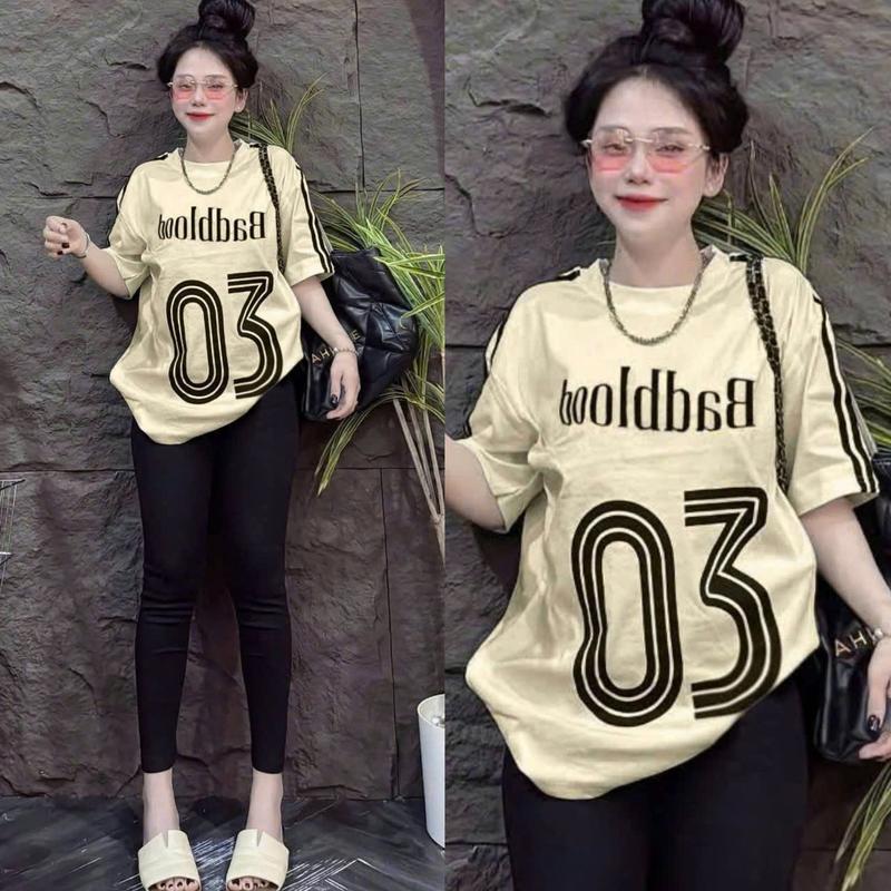 { Chất Liệu Gân Tăm } Set Đồ Bộ Nữ Dài Sọc Thể Thao + Áo In Số 03 Bigsize 45-90KG TOP NỮ Sport Tập Gym