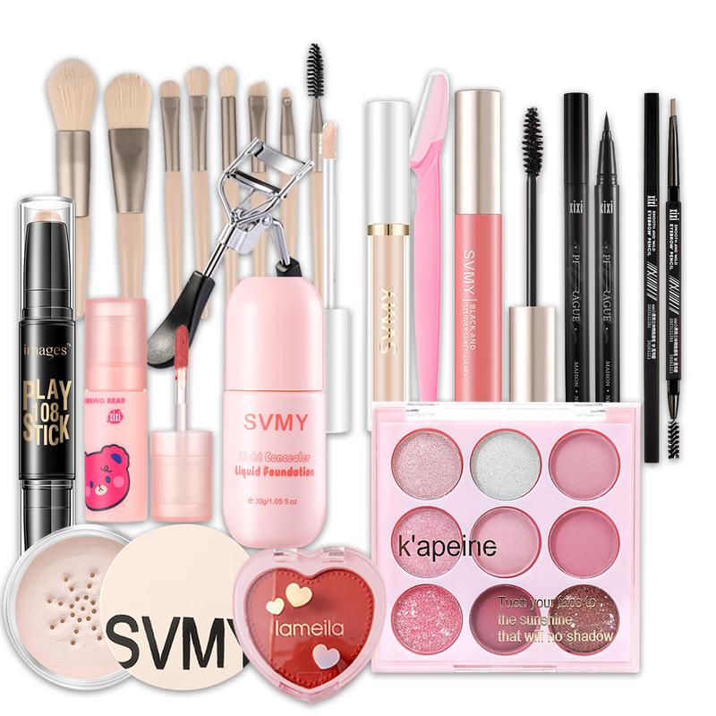 Bộ Trang Điểm, 13 Món, Thích Hợp Dự Tiệc Và Trang Điểm Cá Nhân, Bao Gồm Son Môi, Kem BB, Kem Che Khuyết Điểm, Phấn Đánh, Cọ Trang Điểm Và Bút Kẻ Mắt Mỹ Phẩm