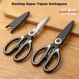 Gunting Dapur Besar Super Tajam Gunting Dapur Serbaguna Bahan Stainless Anti Karat Pemotong Daging Gunting Dapur Stailess Steel Hitam Multifungsi Kitchenware