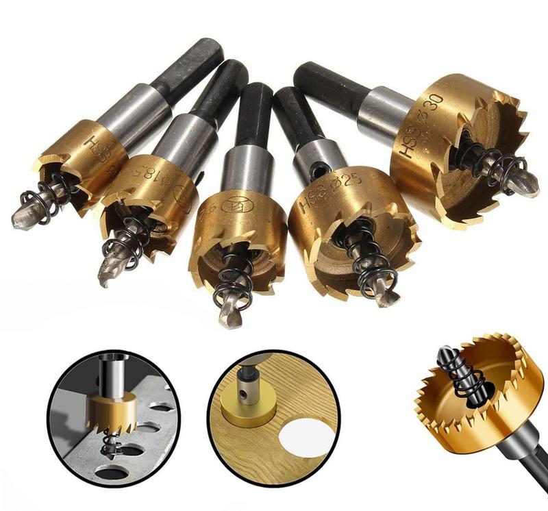 5pcs HSS Drill Bit Hole Saw Tooth Set Stainless Steel Metal Alloy Cutter 16-30mm 9