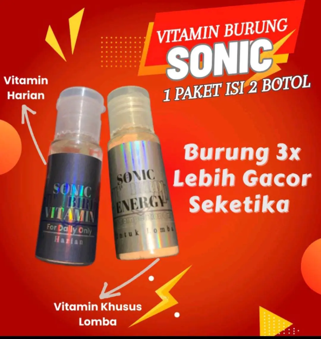 SONIC VITAMIN BURUNG 1 PAKET ISI 2 BARANG ORIGINAL 100% SERBUK PENGGACOR SEMUA BURUNG