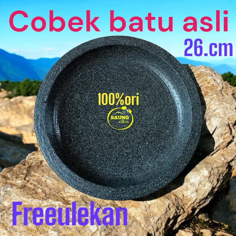 cobek bubut batu asli 26cm satu set Kitchenware gunung 5