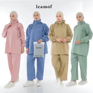 LEAMOF Jas Hujan Hoodie Pria dan Wanita Pastel