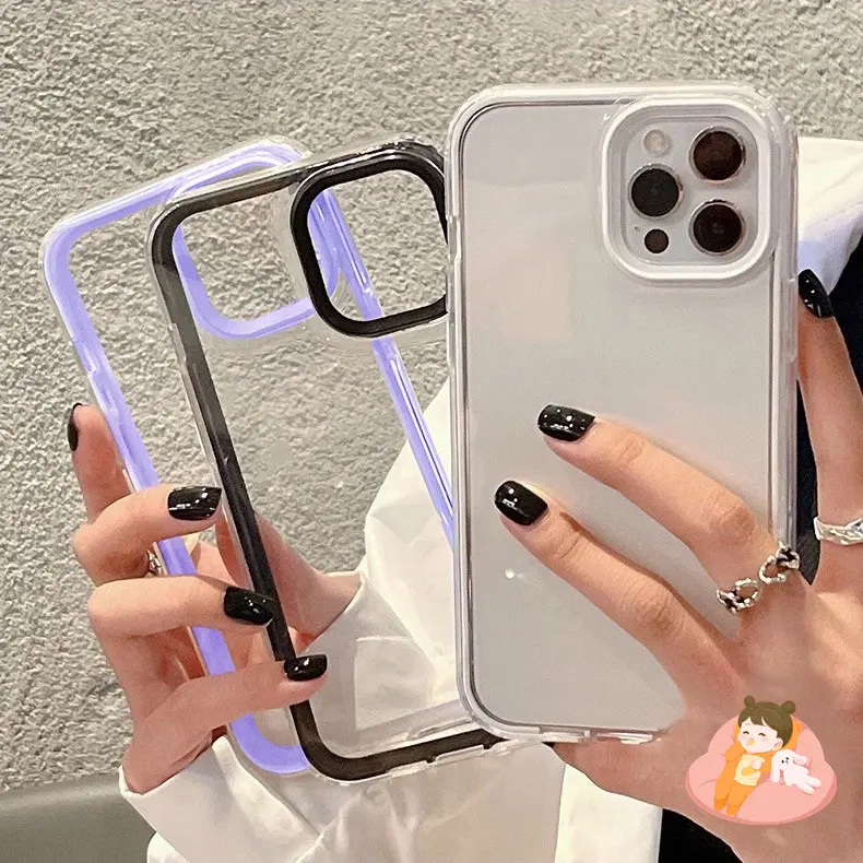 3 in 1 Case For OPPO A5S A12 A16 A92 A54 A57 A58 A5 A9 2020 A3S A31 A77S A78 A55 A74 A7 Soft Transparent Shockproof Camera Protection Silicone Case Cover