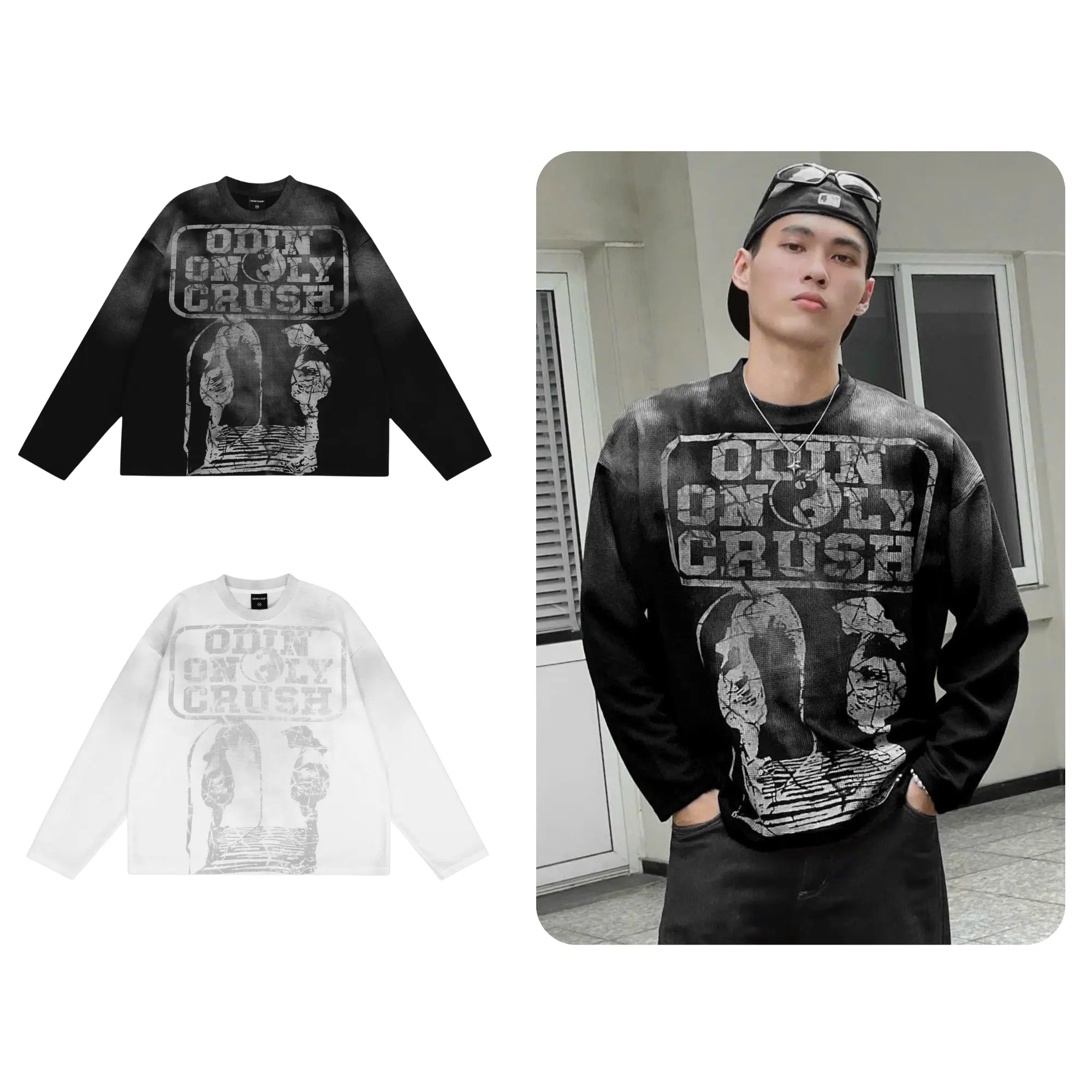 Áo dài tay Waffle Crush Odin Club, Áo longsleeves nam nữ chất liệu vải waffle, form oversize thoải mái