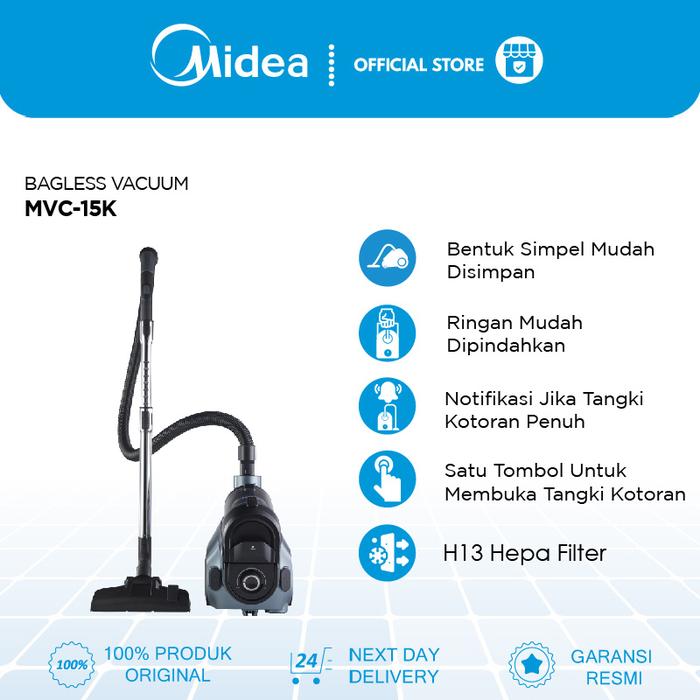 Gambar Midea Vacuum Cleaner Bagless MVC-15K | Penyedot Debu Tanpa Kantong 2L | Kabel Panjang 5M + HEPA Filter – Praktis & Ringan dari Midea Electronics Indonesia Kota Administrasi Jakarta Utara Tokopedia