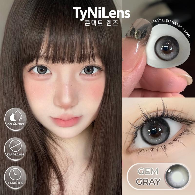 Lens Mắt Xám Filter GEM GRAY giãn vừa 14.2mm cận 0-6 Độ tặng kèm khay dụng cụ chất liệu HEMA+NVP