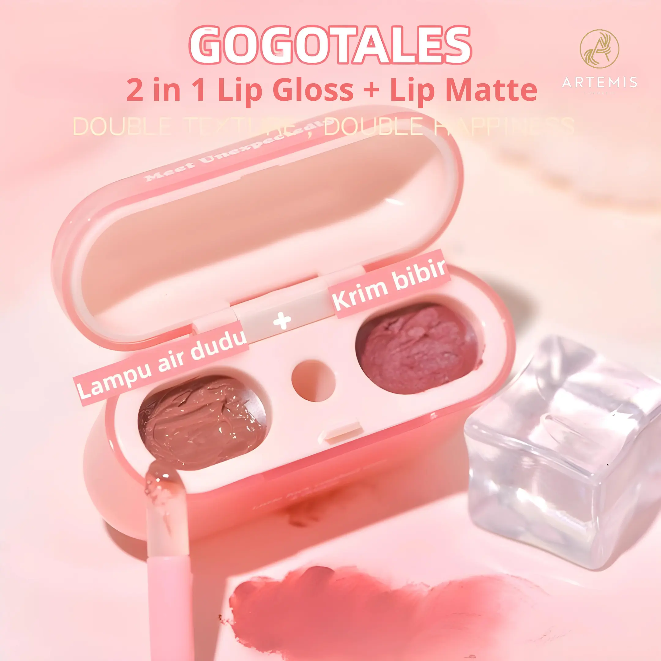 Gogo Tales Airpod Lovely Cloud 2 in 1 Combination Lip Gloss Lip Matte Lipcream Double Layer Lip Glaze - Girls Concern Lipstick Lipgloss Lipstik Bibir lipstik  ombre