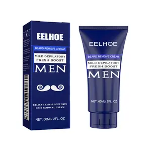EELHOE Krim Penghilang Bulu Jenggot Perontok Brewok 60ml Perontok Kumis Permanen Krim Penghilang Bulu Pria Penghilang Bulu Kumis Pria Beard Remove Cream