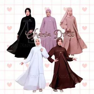 Gamis Anak perempuan Terbaru 2025 ceruty babydoll varian warna hitam putih navy mahogani Dress Simple Baju Couple