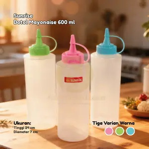 Sunrise Botol Mayonnaise Saus Plastik Food Grade 300ml & 600ml Transparan Aman untuk Makanan dan Kebutuhan Rumah Tangga