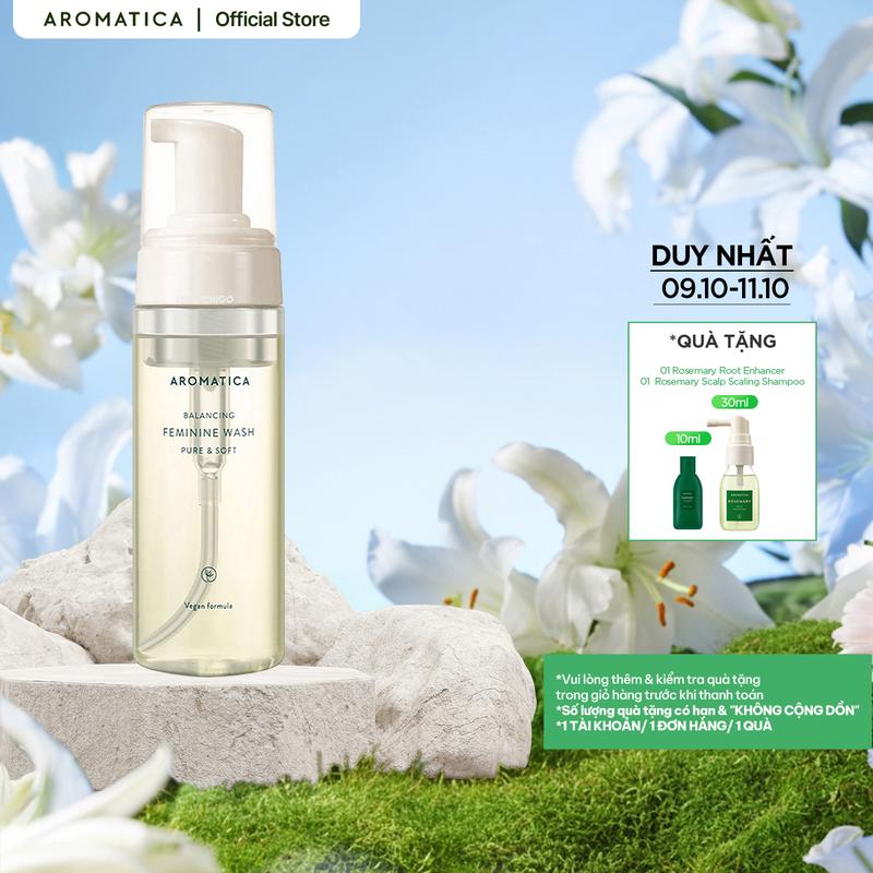 Dung Dịch Vệ Sinh Phụ Nữ Dạng Bọt Aromatica Pure & Soft Feminine Wash 170ml