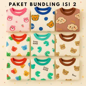 Candytown PAKET BUNDLING ISI 2 Piyama Jack & Joy Anak Cewek Cowok Lucu Berkualitas