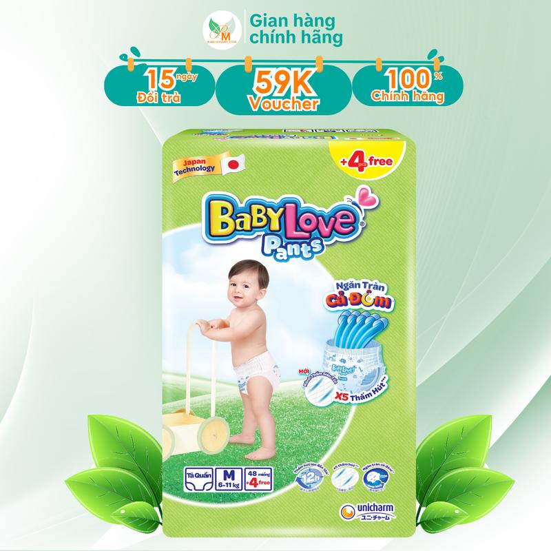 Bỉm quần BABY LOVE thấm hút 12h+ mỏng nhẹ thoải mái cho bé size S - M - L - XL - XXL - 3XL
