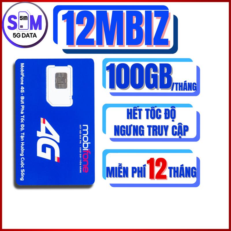 Sim 4G Mobifone 12BIZ 100GB - Trọn Gói 1 Năm Miễn Phí - Sim 5G DATA