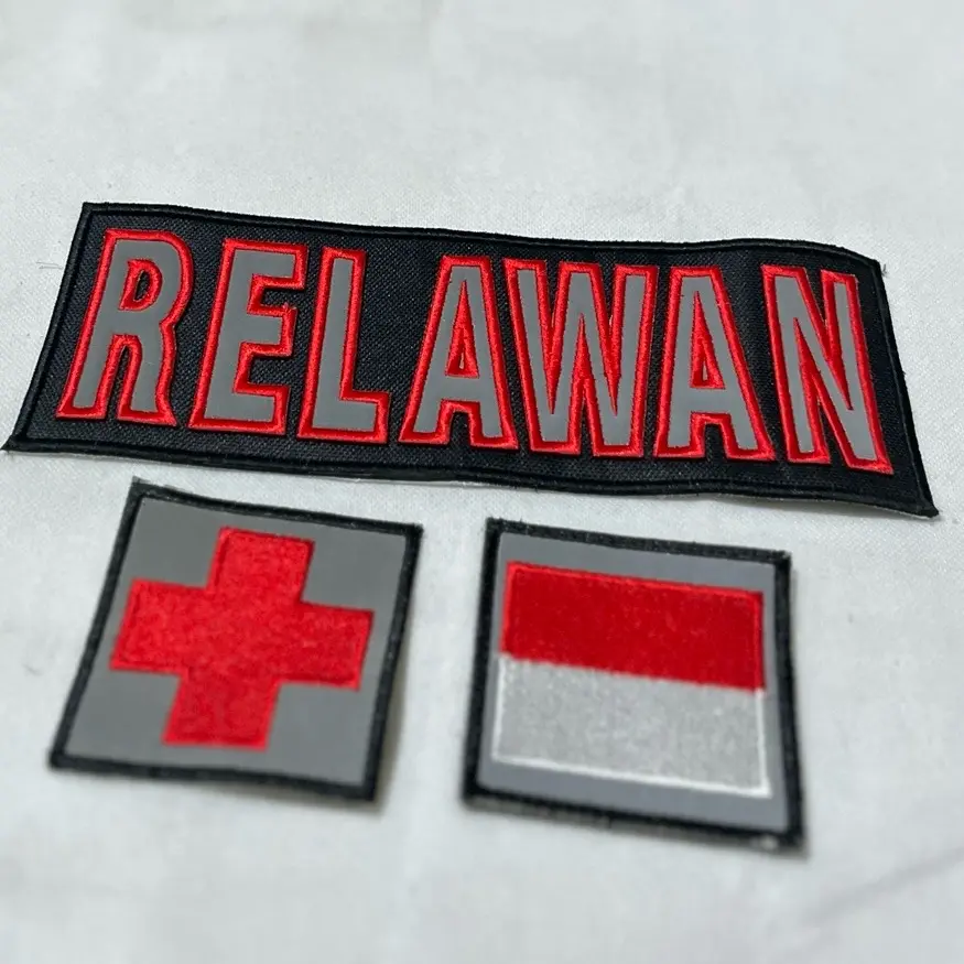 Logo bordir relawan fullset depan belakang+perekat siap pasang