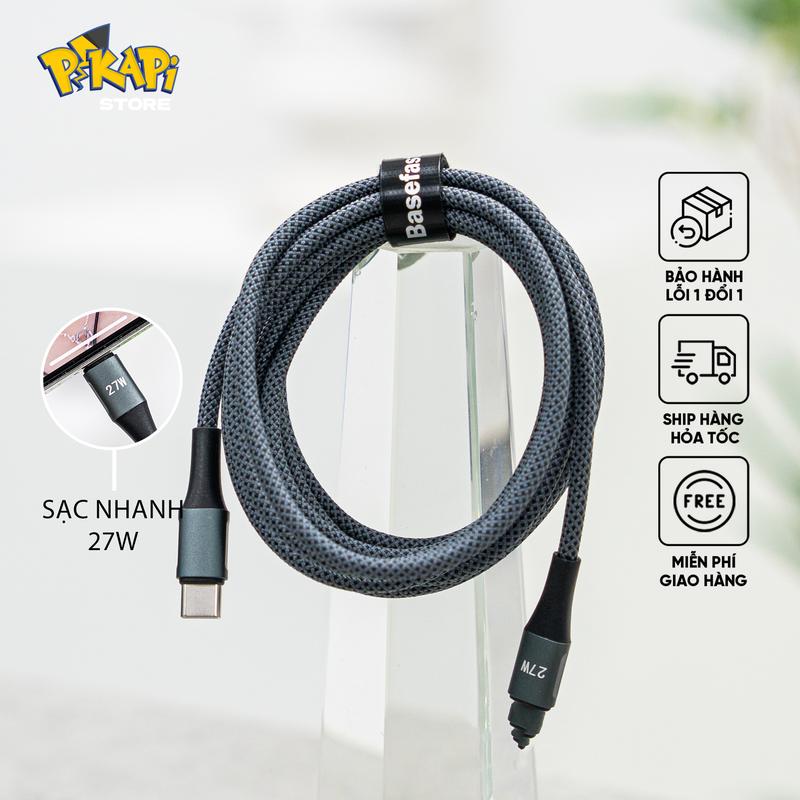 Pikapi Dây sạc nhanh iP Type C dài 2M BỌC DÙ sạc nhanh 27W 60W bền bỉ bảo hành 2 năm 