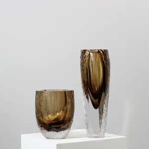 Pajangan Meja Vase Bunga Kaca Hias / Browny Glass Vase 4864