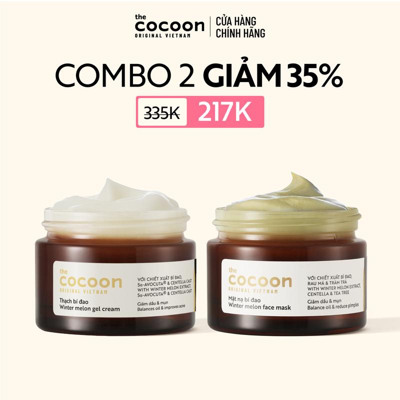  COMBO 1 Thạch bí đao cấp ẩm ngăn ngừa mụn Cocoon 30ml + 1 Mặt nạ bí đao giảm dầu & mụn Cocoon 30ml 