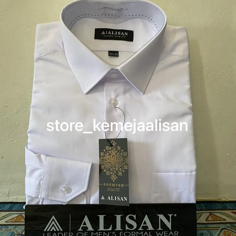 KEMEJA ALISAN POLOS PREMIUM SLIMFIT WARNA PUTIH LENGAN PANJANG Formal Pria 0